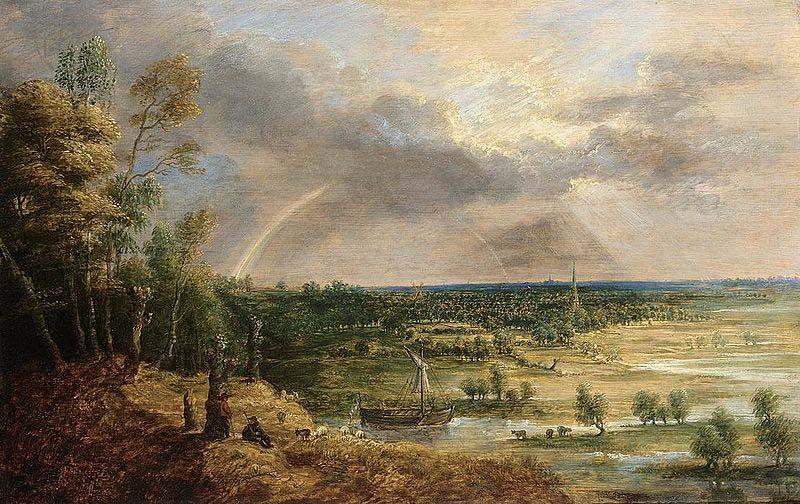 Lucas van Uden Panoramic River Landscape oil painting picture
